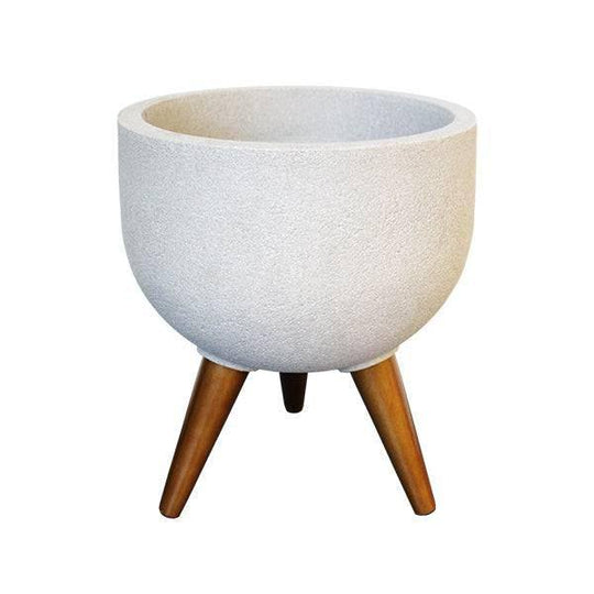 Planter -  Rustic with Stand - Off White - 11.5-inch