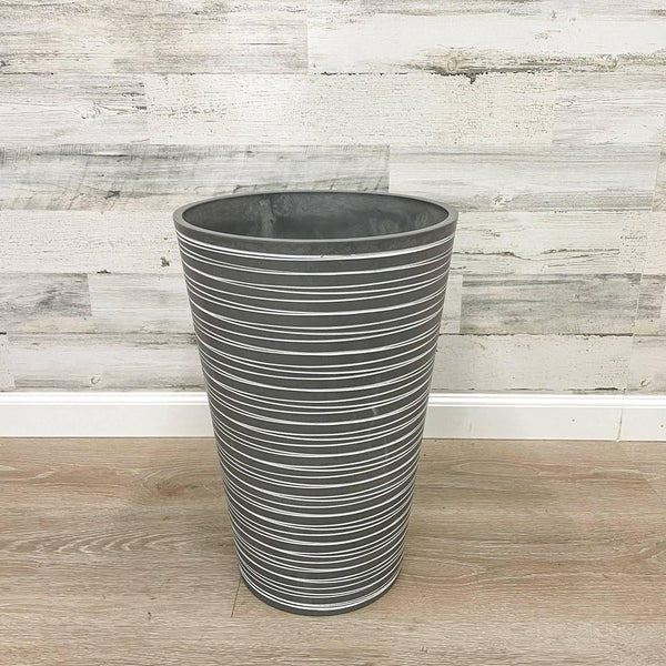 Tall Round Planter Grey - 12-inches - Hicks Nurseries