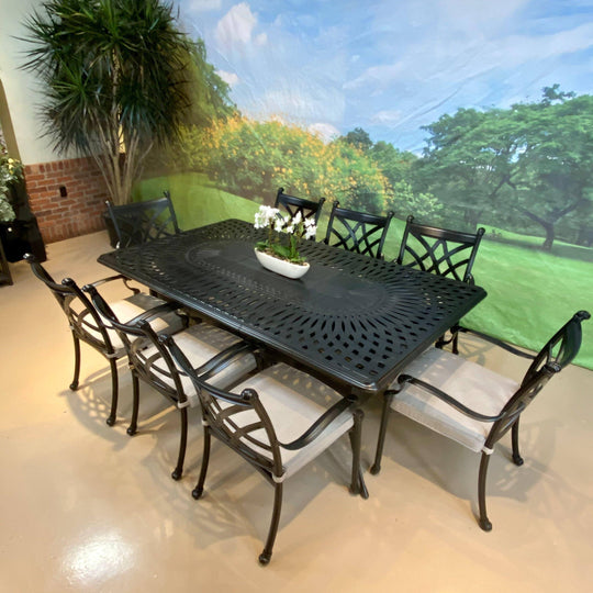 Toscana Outdoor Patio Cast Aluminum Extension Dining Set - 9 piece set