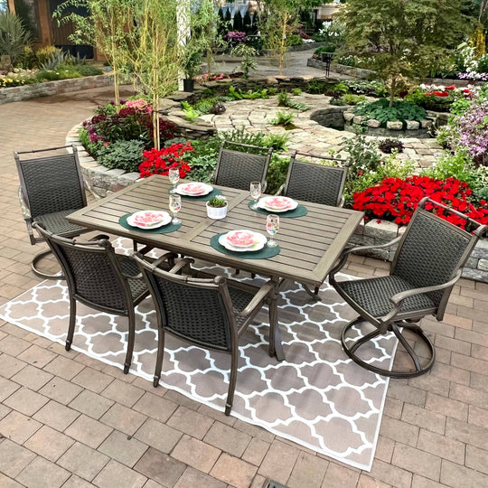 Morena Outdoor Patio Cast Aluminum Dining Set - 7 piece set