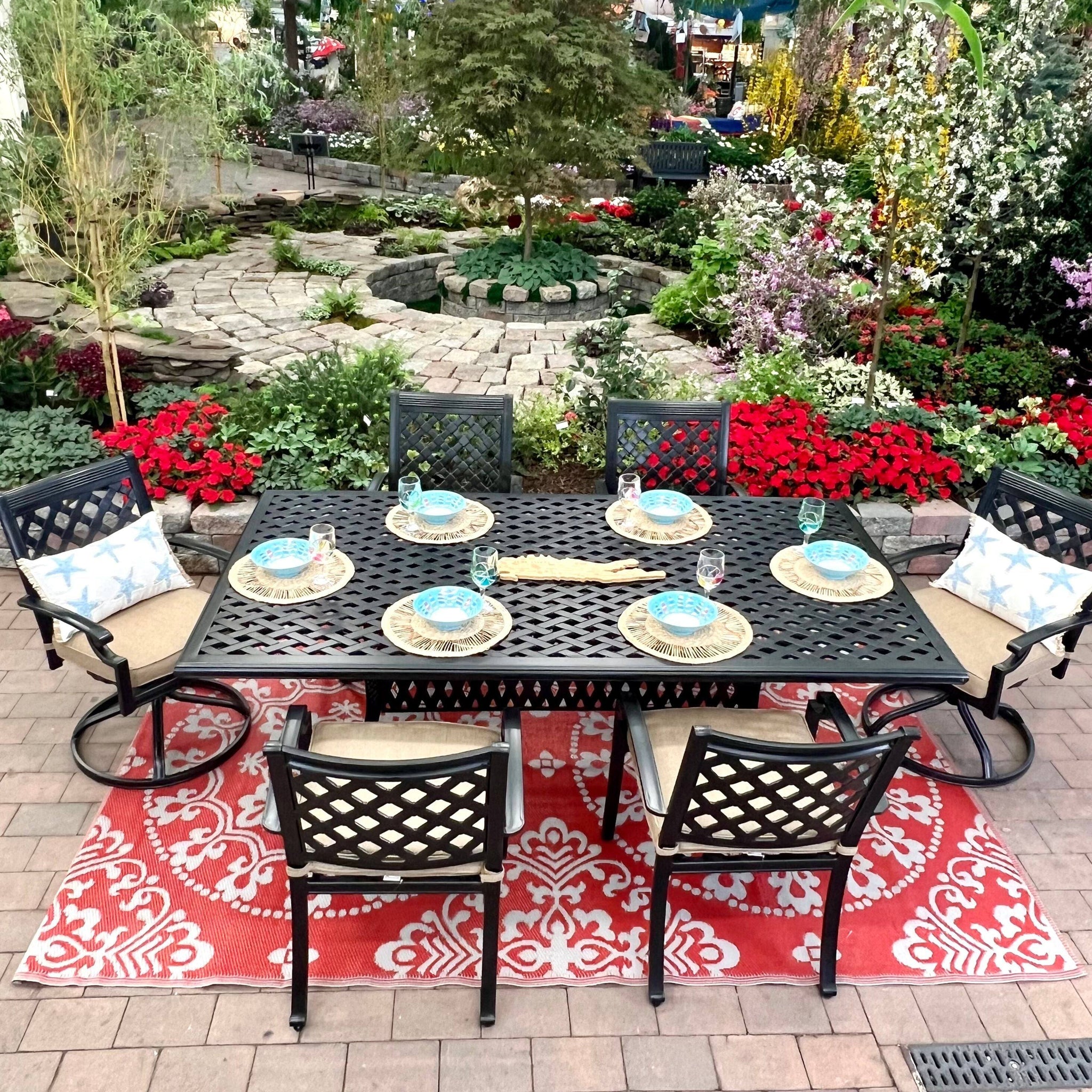 Wellington Outdoor Patio Cast Aluminum Dining Set 7 piece set